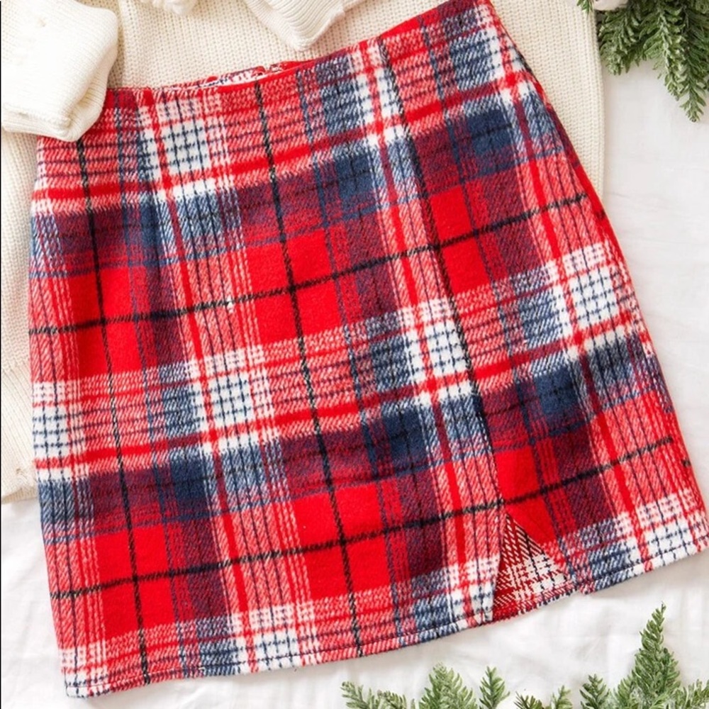 Red plaid flannel skirt